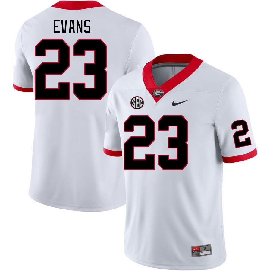 Men #23 Ondre Evans Georgia Bulldogs College Football Jerseys Stitched-White